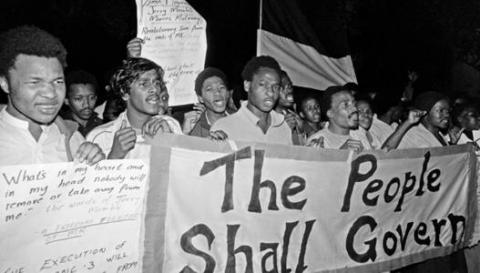 Student march after a night vigil