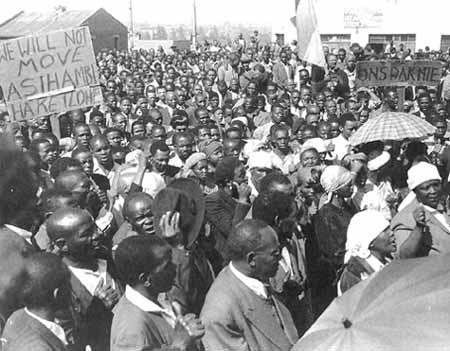 Protest march against forced removals from Sophiatown to Soweto