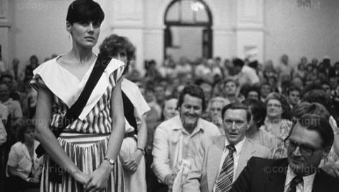 Black Sash protest during a National Party meeting, Pietermaritzburg City Hall City:Pietermaritzburg