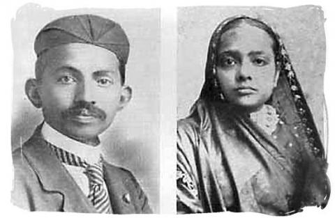 Mahatma Gandhi and his wife Kasturbha