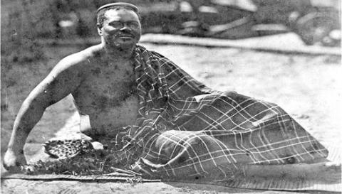 King Cetshwayo relaxing in the sun - KwaZulu Natal - Circa 1870