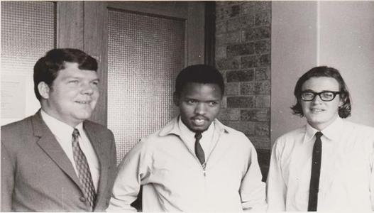 Johan Fick, Steve Biko and Neville Curtis at the Centre for Intergroup Studies - UCT 1971