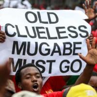 Opposition youth members protest against Robert Mugabe